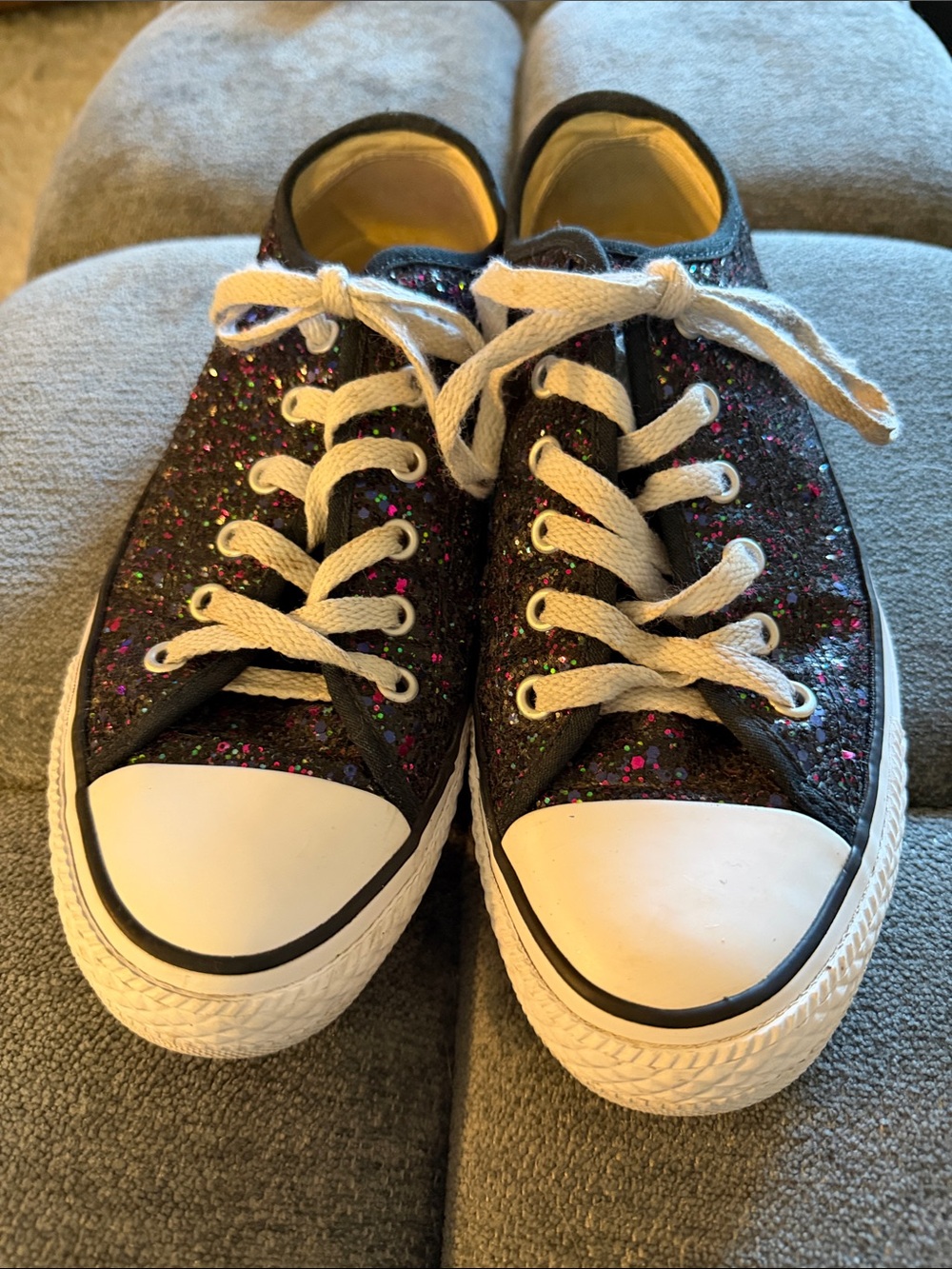 Converse Black Glitter Low-Top Sneakers with White Toe